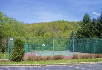 Cortland Park Tennis Court and Basketball Hoop